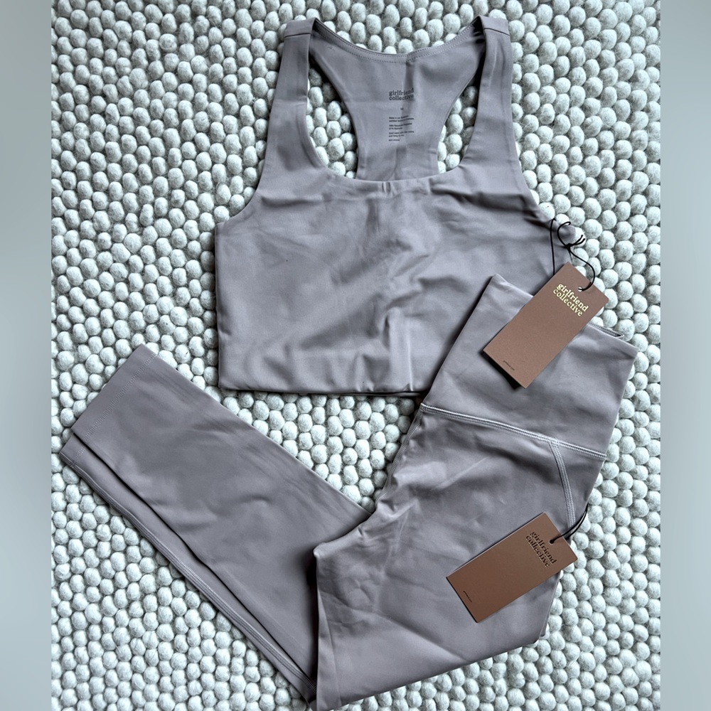 NWT Girlfriend Collective Set: Paloma Bra & leggings, Taupe, medium